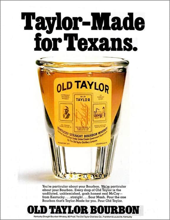 Old Taylor Bourbon Advertisement Circa 1978