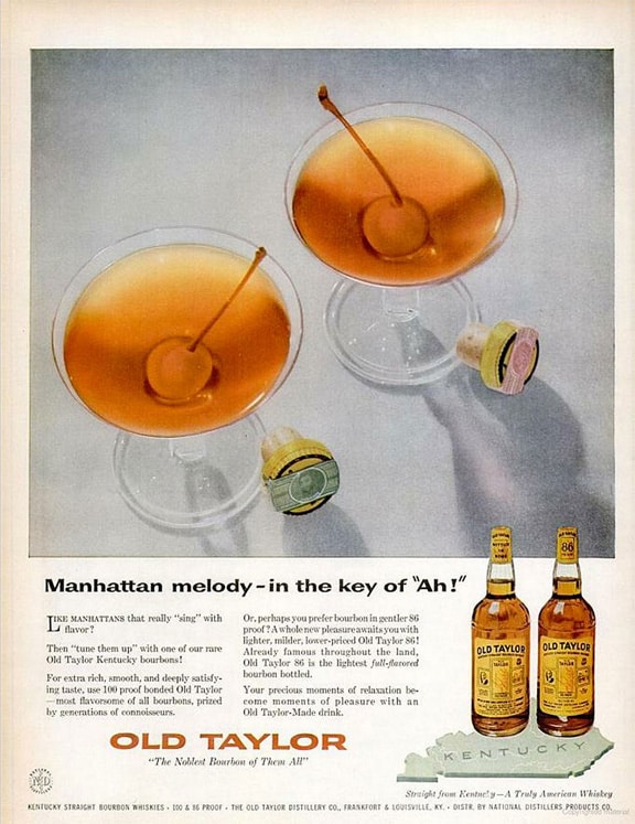Old Taylor Bourbon Manhattan Advertisement Circa 1970