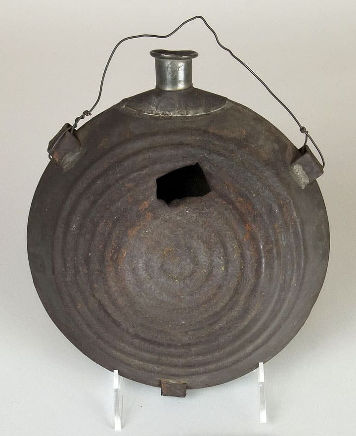 Civil War bullet struck canteen