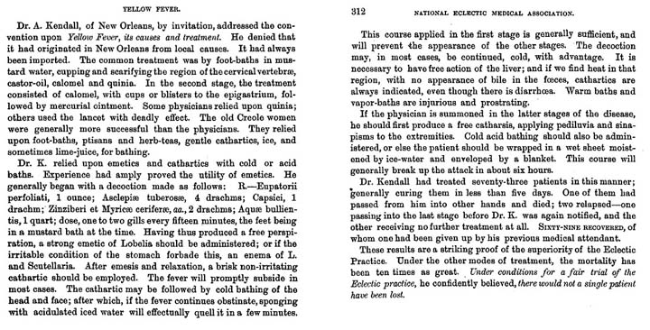 Kendall on Yellow Fever - Transactions of the National Eclectic Medical Association of the United States of America for the Years - 1877