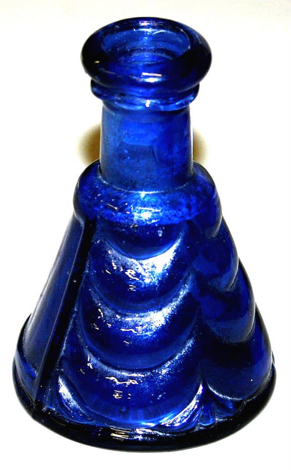 Cobalt Blue Drape Style Pontil Ink Bottle 1850-60's