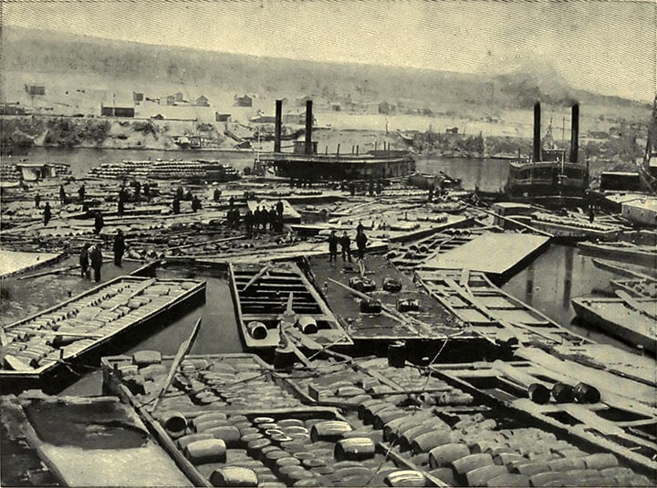 Tarbell_1904_Fleet_of_Oil_Boats_at_Oil_City_1864